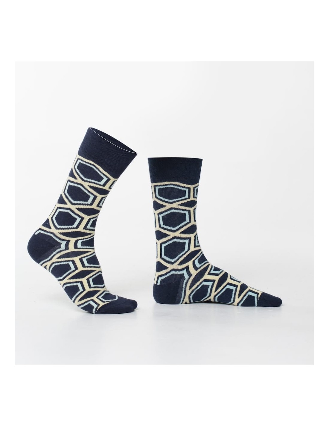 Navy blue men\'s socks with patterns SM14 - Online store - Boutique